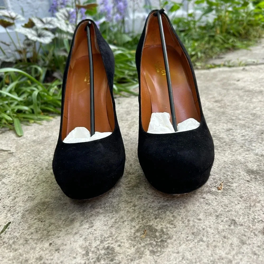 Gucci Kid Scamosciato Cuir Platform Heels, size  37 - Picture 4 of 14